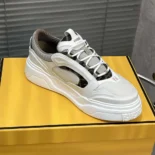 Fendi Unisex Force Sneakers White Leather Low-tops