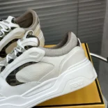 Fendi Unisex Force Sneakers White Leather Low-tops