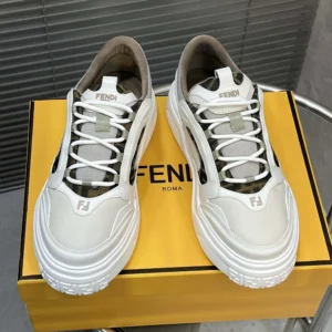Fendi Unisex Force Sneakers White Leather Low-tops
