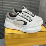Fendi Unisex Force Sneakers White Leather Low-tops