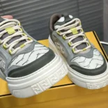 Fendi Unisex Force sneakers White Leather and Green Nubuck Low-tops
