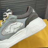 Fendi Unisex Force sneakers White Leather and Green Nubuck Low-tops