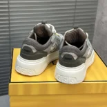 Fendi Unisex Force sneakers White Leather and Green Nubuck Low-tops