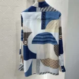 Fendi Women Blue Silk Shirt with Patchwork Print FS8274AUQMF1SAT