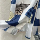 Fendi Women Blue Silk Shirt with Patchwork Print FS8274AUQMF1SAT