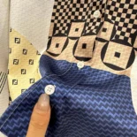 Fendi Women Blue Silk Shirt with Patchwork Print FS8274AUQMF1SAT