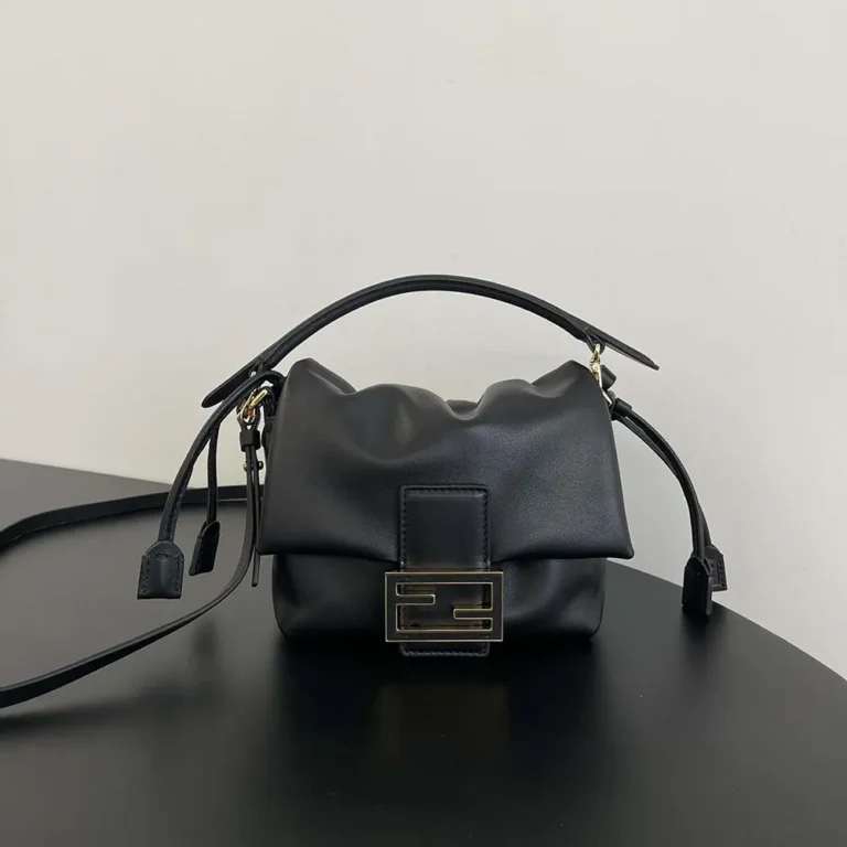 Fendi Women Mamma Baguette Small Black Nappa Leather Mini Bag
