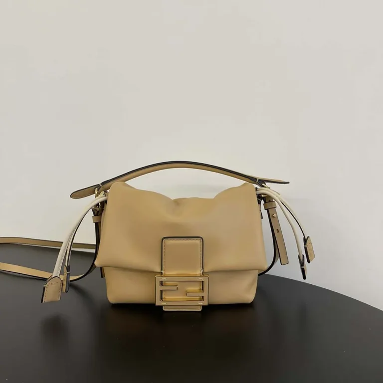 Fendi Women Mamma Baguette Small Cappuccino Nappa Leather Mini-bag