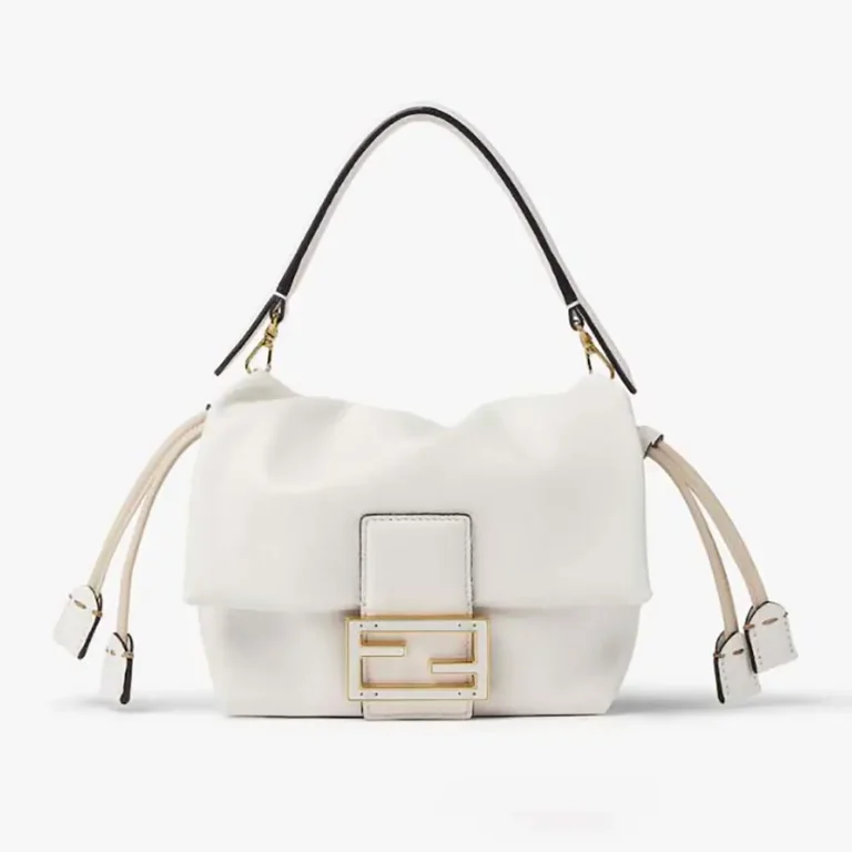 Fendi Women Mamma Baguette Small White Nappa Leather Mini Bag