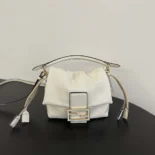 Fendi Women Mamma Baguette Small White Nappa Leather Mini Bag