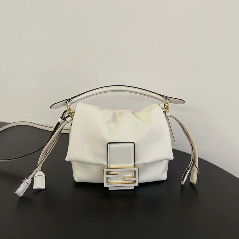 Fendi Women Mamma Baguette Small White Nappa Leather Mini Bag