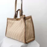 Fendi Women Peekaboo X-Tote Embroidered Neutral Canvas Bag