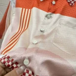 Fendi Women Pink Silk Shirt with Patchwork Print