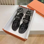 Hermes Women June Sandal in Calfskin-Black H242104Zv02360