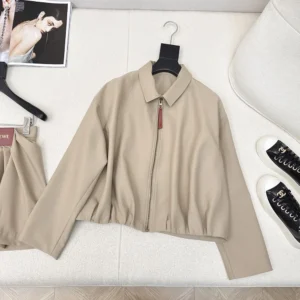Loewe Men Draped Jacket in Cotton and Silk-Khaki Brown