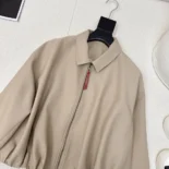 Loewe Men Draped Jacket in Cotton and Silk-Khaki Brown