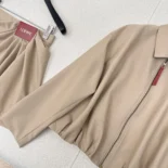 Loewe Men Draped Jacket in Cotton and Silk-Khaki Brown