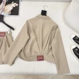 Loewe Men Draped Jacket in Cotton and Silk-Khaki Brown