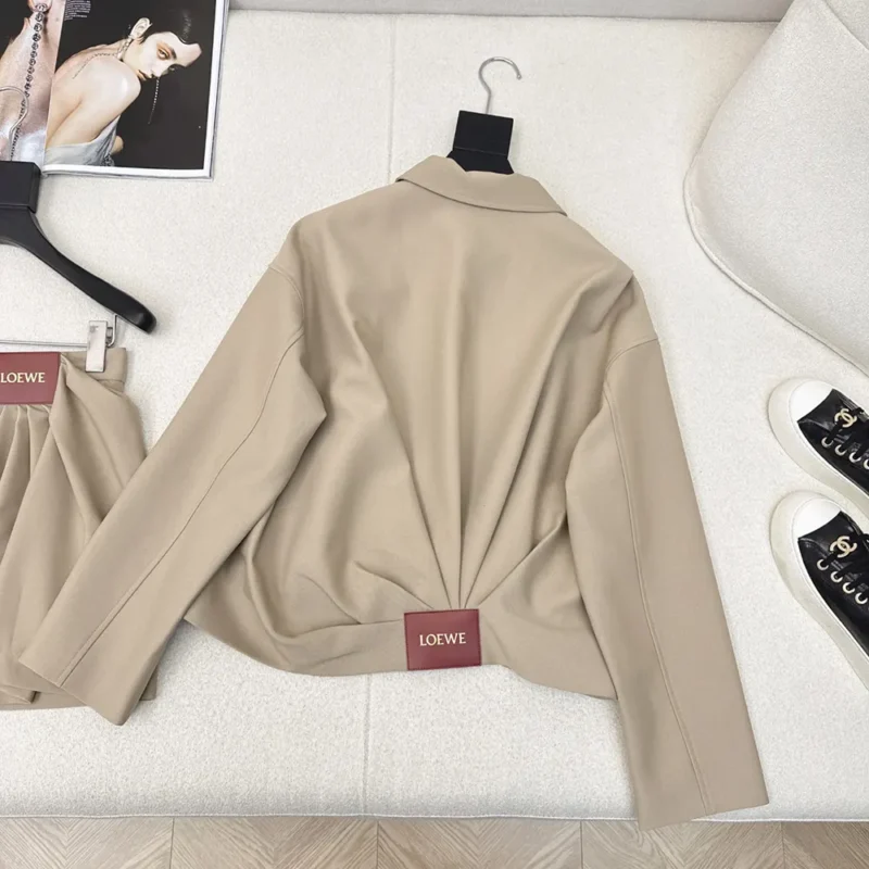 Loewe Men Draped Jacket in Cotton and Silk-Khaki Brown