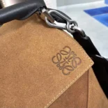Loewe Unisex Puzzle Bag in Suede Calfskin-Brown