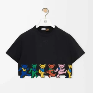Loewe Women Cropped T-shirt in Cotton-Black