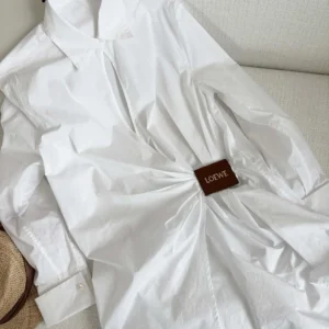 Loewe Women Draped Shirt in Cotton-White