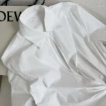 Loewe Women Draped Shirt in Cotton-White