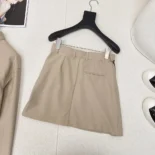 Loewe Women Draped Skirt in Cotton and Silk-Khaki Brown