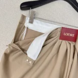 Loewe Women Draped Skirt in Cotton and Silk-Khaki Brown