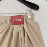 Loewe Women Draped Skirt in Cotton and Silk-Khaki Brown