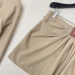 Loewe Women Draped Skirt in Cotton and Silk-Khaki Brown