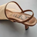 Loewe Women Petal Slingback Heel Sandal in Mesh-Tan LLSP379X01