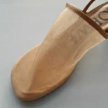 Loewe Women Petal Slingback Heel Sandal in Mesh-Tan LLSP379X01