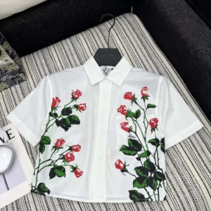 Loewe Women Short Sleeve Shirt in Cotton-White