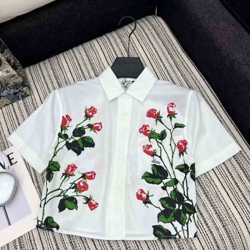 Loewe Women Short Sleeve Shirt in Cotton-White