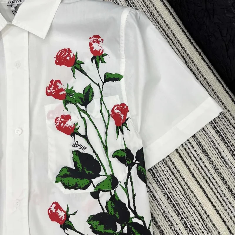 Loewe Women Short Sleeve Shirt in Cotton-White