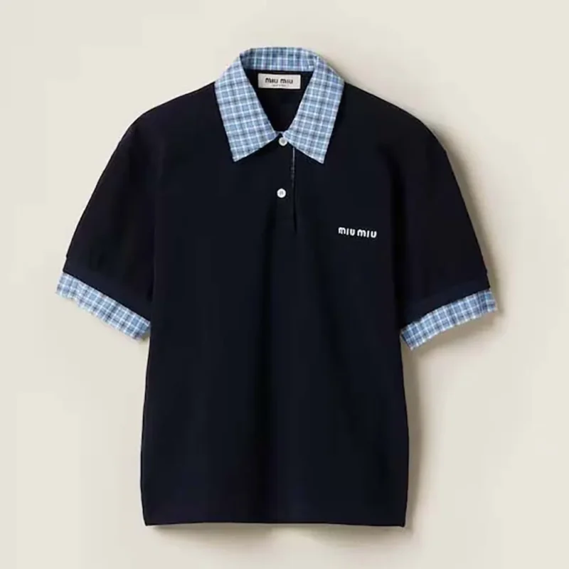 Miu Miu Women Piqué and Poplin Polo Shirt MJN555