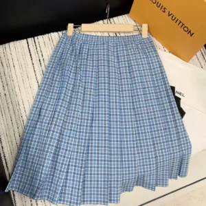 Miu Miu Women Pleated Check Skirt MG222816MK