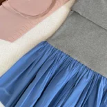 Miu Miu Women Poplin and Jersey Miniskirt-Blue