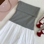 Miu Miu Women Poplin and Jersey Miniskirt-White
