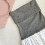 Miu Miu Women Poplin and Jersey Miniskirt-White