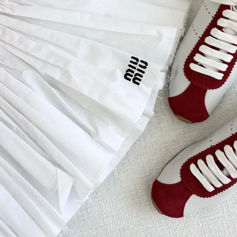 Miu Miu Women Poplin and Jersey Miniskirt-White