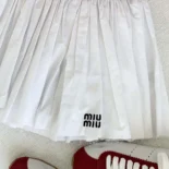 Miu Miu Women Poplin and Jersey Miniskirt-White
