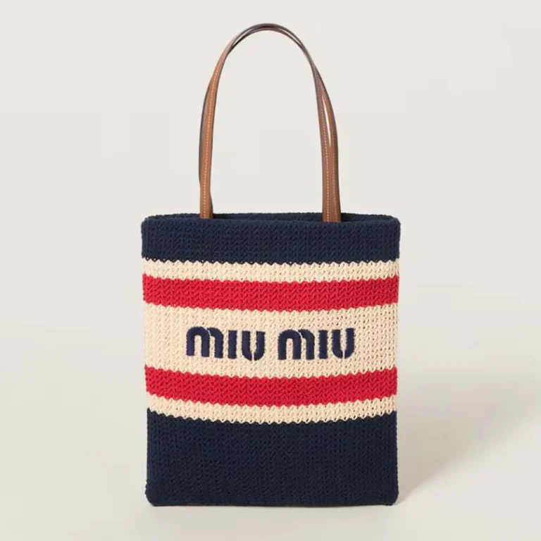 Miu Miu Women Raffia-effect Woven Tote Bag 5BG2482DO3