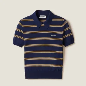 Miu Miu Women Striped Cashmere and Silk Polo Sweater MMLA18