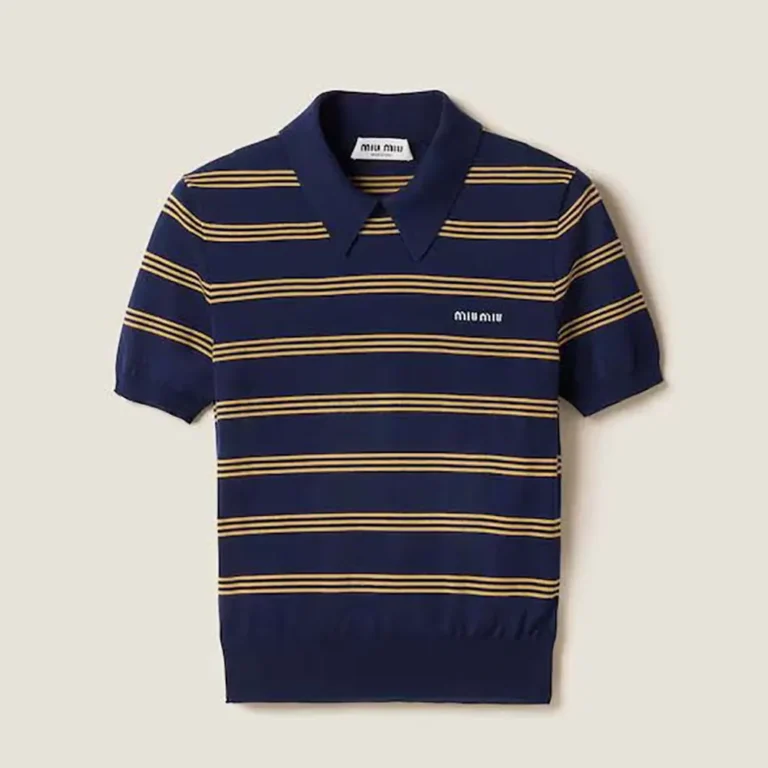 Miu Miu Women Striped Cashmere and Silk Polo Sweater MMLA18