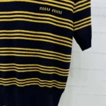 Miu Miu Women Striped Cashmere and Silk Polo Sweater MMLA18