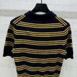 Miu Miu Women Striped Cashmere and Silk Polo Sweater MMLA18