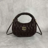 Miu Miu Women Wander Matelassé Nappa Leather Hobo Bag-Briarwood