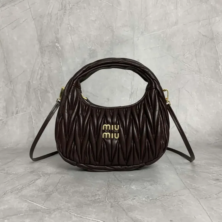 Miu Miu Women Wander Matelassé Nappa Leather Hobo Bag-Briarwood